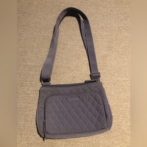 Vera Bradley Little Hipster Gray Quilted Crossbody Bag with Adjustable Strap